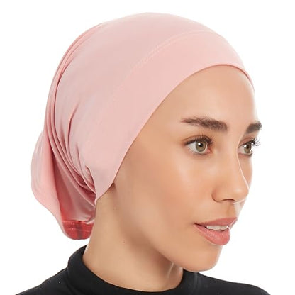 Hijab Caps Underscarf for Women – Black Hijab Cap Underscarf Turban Dreadlocks Tube – Muslim Accessories Headscarf - color: Bubblegum