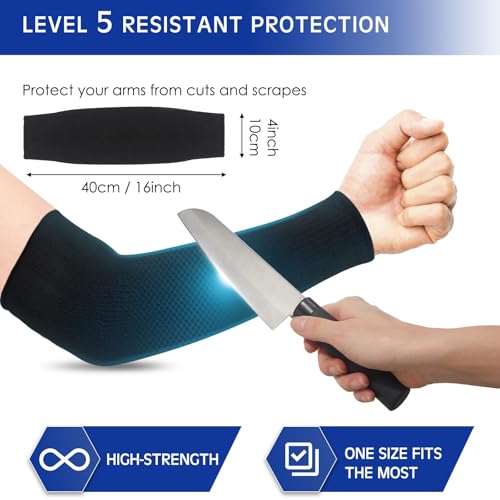 Geyoga Arm Sleeves Guards Cut Resistant HPPE,Large,Hppe,Gray, Blue - color: Black, size: Large, style: Hppe