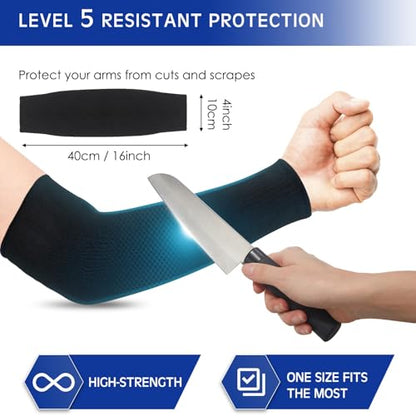 Geyoga Arm Sleeves Guards Cut Resistant HPPE,Large,Hppe,Gray, Blue - color: Black, size: Large, style: Hppe