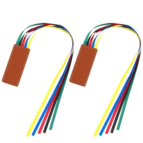 2Pcs Ribbon Bookmark Colorful Artificial Leather Bookmarks Creative Multi-Page Markers Reading Sorters Vintage Bible Book Accessories for Book Lover Reader Teacher Student Christmas