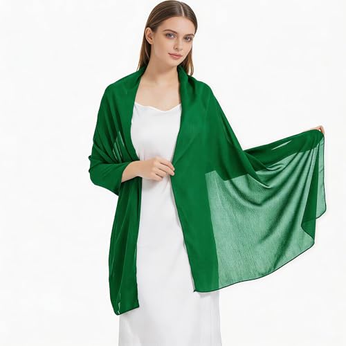 Chiffon Shawls and Wraps - Lightweight Scarve for Women Evening Dresses Wedding Bridal Formal Party - color: Emerald Green