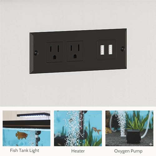 55-75 Gallon Fish Tank Stand, Heavy Duty Aquarium Stand with Power Outlet, 1000LBS Wood Fish Tank Cabinet with Storage Suitable for Turtle Tank, Reptile Terrarium, for Home Office - color: White