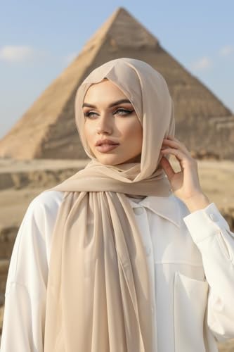 Instant Chiffon Hijab, Ready to wear hijab, modal wrap, Abaya, modern Instant Scarf, Soft breathable scarf - color: S5 Beige