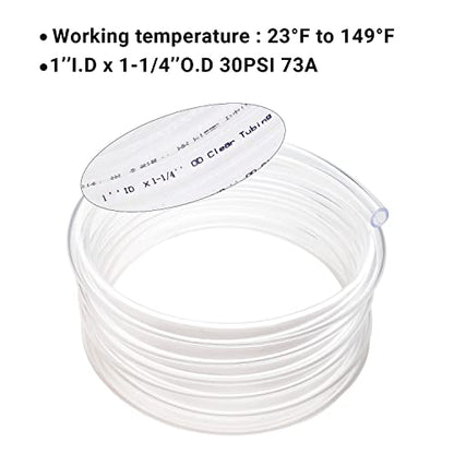 1’’ ID × 1-1/4’’ OD - 25 ft Clear Plastic Vinyl Tubing | Flexible PVC Hose Lightweight BPA Free and Non-Toxic vinyl Tube for Transfer Water Air Oil - size: 1’‘, style: 25 feet