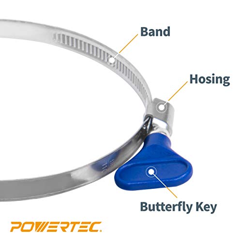 POWERTEC 70247-P3 1-1/2 Inch Key Hose Clamps, Adjustable Stainless Steel Thumb Screw Hose Clamps for Dust Collection, PVC Tubing, Pool Hose Clamp, Pipe Clamp, Worm Gear Clamp, 15 pack - size: 1-1/2 Inch, style: 15 PK
