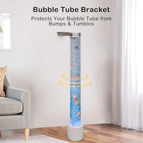 Adjustable Stainless Steel Wall Bracket for Aquarium/Bubble Tube Lamps - 15cm Dia Dual-Rail Holder (10-19cm) Child-Safe Anti-Slip Base for Sensory Rooms, Schools, Daycare