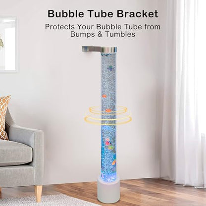 Adjustable Stainless Steel Wall Bracket for Aquarium/Bubble Tube Lamps - 15cm Dia Dual-Rail Holder (10-19cm) Child-Safe Anti-Slip Base for Sensory Rooms, Schools, Daycare