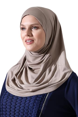 ihvan online, Women’s Ready to Wear Instant Hijab, Soft One-Piece Headscarf, Stretch Hijab for Daily Wear, Prayer & Travel - color: Mink