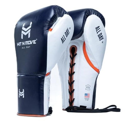 HIT N MOVE All Day Plus Weighted Boxing Gloves Men, Boxing Equipment, Heavy Bag Workout Gloves for Boxing, Training, Kickboxing, Muay Thai, MMA, 24 oz 1.5lbs - style: Lace-up Closure DEEP BLUE