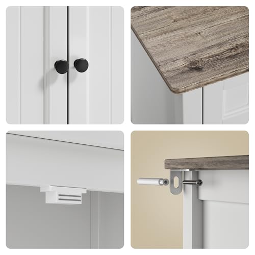 Bealife 32" Buffet Cabinet, Kitchen Island with Storage - Grey | Coffee Bar Cabinet with 2 Drawers and Adjustable Shelf, for Dining Room, Living Room, Entryway - color: Grey