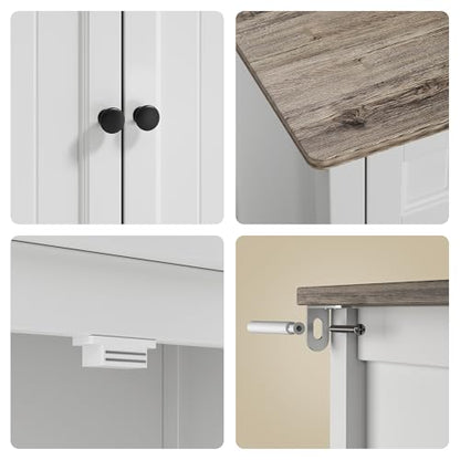 Bealife 32" Buffet Cabinet, Kitchen Island with Storage - Grey | Coffee Bar Cabinet with 2 Drawers and Adjustable Shelf, for Dining Room, Living Room, Entryway - color: Grey