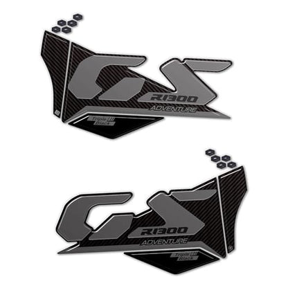 labelbike 3D Motorcycle Tank Stickers compatible with BMW | R1300 GS Adventure, Side Protection Resin, Anti-scratch, Decoration, Carbon Black Grey