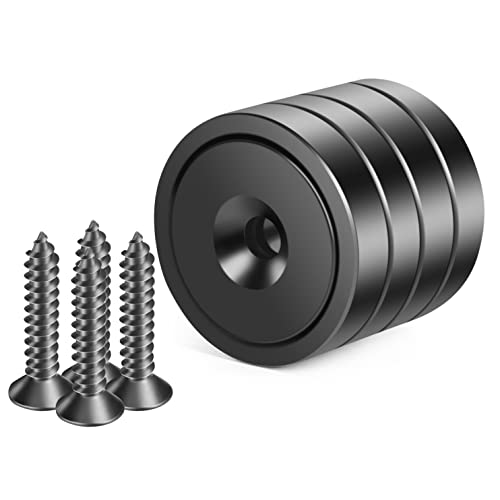 Neosmuk Black Magnets with Screws,130lbs+ Heavy Duty Rare Earth 4 Pack - color: Black, size: 130 lb