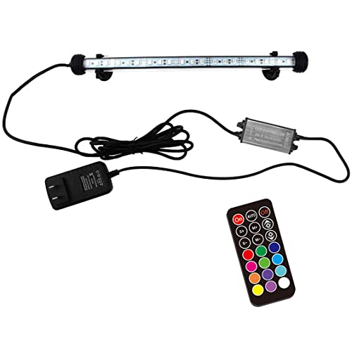LED Aquarium Light, 11.5 inches Fish Tank Light RGB Color Underwater light Submersible Crystal Glass Lights, 15 LED Beads, Brightness Adjustable Memory Function, LED Light bar Stick for Fish Tank - size: 11.5 inch