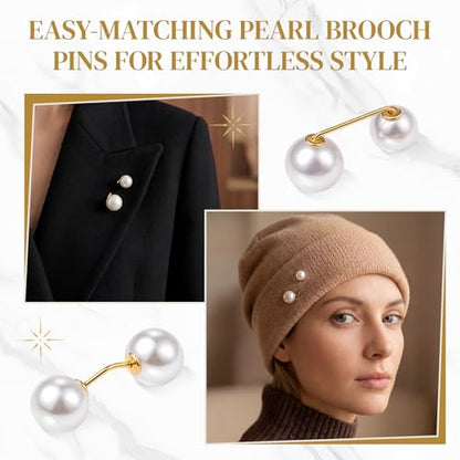 WILLBOND 6 Pcs Artificial Pearl Brooch Pins Sweater Shawl Safety Clips Dress Clips for Women - color: White