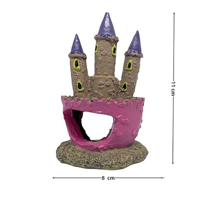 Cute Cartoon Aquarium Castle Decor, Pink Fairy Castle Ornament for Fish Tank, Small Fish Shrimp Hide Caves House Hideouts for Shrimp Crab Betta Cichlids Tank