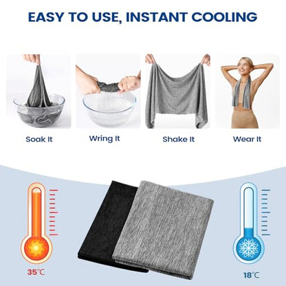 Clothirily 6 Pack Cooling Towels, 40x12 Breathable Gym Towel for Neck Face | 6 Pack Set, Instant Cooling Effect, Breathable Microfiber, For Gym Yoga Camping Running, Quick-Dry&Reusable, Fits Neck&Face - color: 3 Grey/3 Black-b