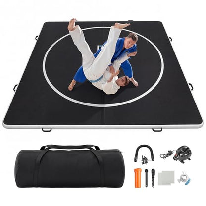 Inflatable Wrestling Mat 10FT / 13FT x 4IN, PVC Portable Wrestling Mats for Home, 4" Thick Jiu Jitsu Mats with Circles for Wrestling, Martial Arts, Jitsu, BJJ, Boxing, MMA, Judo Indoor Outdoor Use - size: 13FT*13FT*4IN