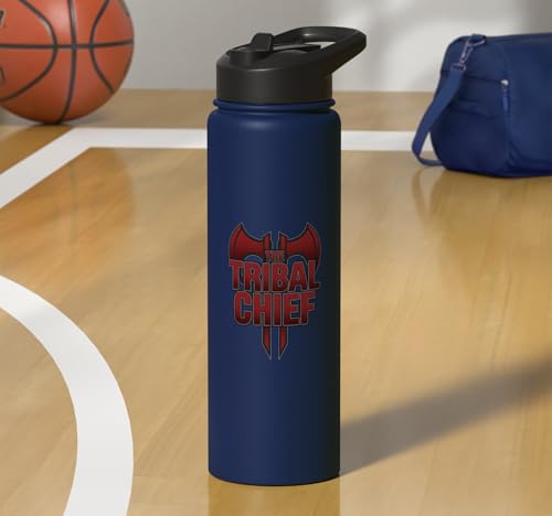 The Tribal Chief Combat Sports Funny Mma Wrestling Stainless Steel Insulated Water Bottle - color: Navy Blue