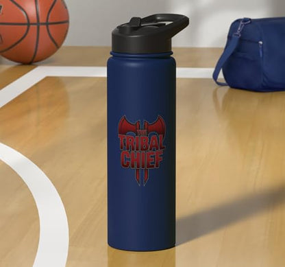 The Tribal Chief Combat Sports Funny Mma Wrestling Stainless Steel Insulated Water Bottle - color: Navy Blue