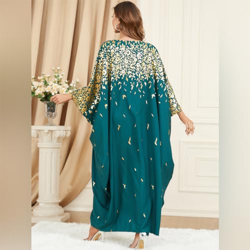 Embroidered Abaya Kaftans for Women Modern Elegant Dubai Moroccan Dubai Kaftan Dresses Abaya for Women Muslim Dress - color: Deep Green