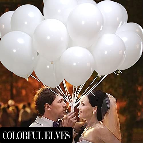 White 12 Inch 100 Pcs Latex Chrome Balloons Helium Thicken Balloons Party Decorations (White) - color: White