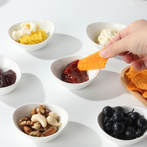 UIBFCWN Dipping Sauce Bowls Ceramic, 1.7 Oz Ceramic Dipping Bowls, Small Soy Sauce Dishes, Mini Serving Bowl for Side Dishes Sushi ketchup Charcuterie, 12 Pack - color: Oval, size: 12 Pack