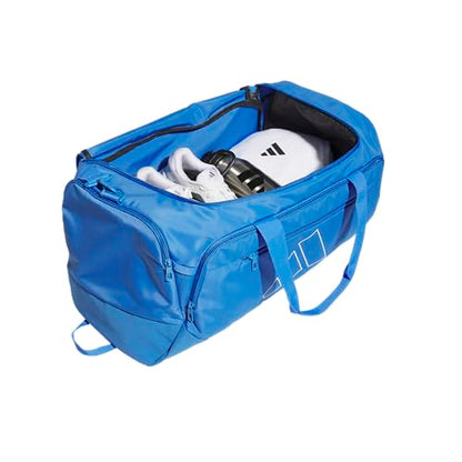 adidas Defender 5 Duffel Bag for Sports, Gym and Travel, Ray Blue/White, OSFA - color: Ray Blue/White, style: Medium (59l)