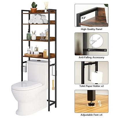 MAHANCRIS Over The Toilet Storage Rack and 55-75 Gallon Fish Tank Stand Bundle, 4 Tier Bathroom Organizer Over Toilet, Heavy Duty Reptile Terrarium Tank Stand, TSHR0401Z-FTHR55E01