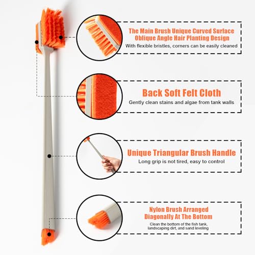 Rislobx 1pcs Small Aquarium Cleaning Tool, Algae Scraper for Fish Tank, Aquarium Brush, Fish Tank Cleaner Adapted for Glass and Acrylic Aquariums - color: Orange