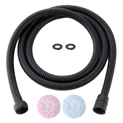 TRIPHIL Kink-Free Shower Hoses with Bath Sponge Extra-Long Handheld Showerhead Hose Replacement Ultr-Flexible Metal Anti-Twist 2 Brass Connectors Stainless Steel Sleeve Matte Black 79 inches - color: Matte Black, size: 79 Inches