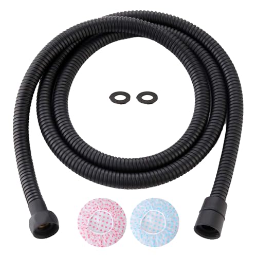 TRIPHIL Kink-Free Shower Hoses with Bath Sponge Extra-Long Handheld Showerhead Hose Replacement Ultr-Flexible Metal Anti-Twist 2 Brass Connectors Stainless Steel Sleeve Matte Black 79 inches - color: Matte Black, size: 79 Inches