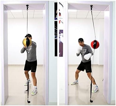 Speed Bag for Boxing, Double End Punching Bag Leather, Boxing Speed Bag Set Door Ceiling/Floor Mount Suction Cups Reflex Bag for Home Gym, Stress Relief Exercise Equipment