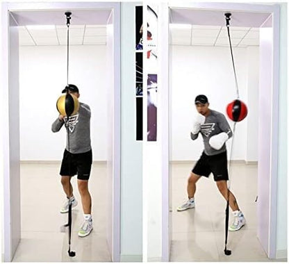 Speed Bag for Boxing, Double End Punching Bag Leather, Boxing Speed Bag Set Door Ceiling/Floor Mount Suction Cups Reflex Bag for Home Gym, Stress Relief Exercise Equipment
