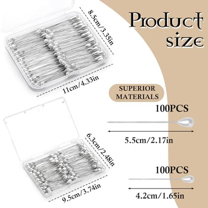 200 Pcs Corsage Pins 2 Styles Teardrop Boutonniere Pins Pearl Pin - size: 200pcs