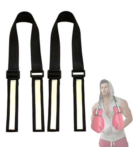 2PCS Boxing Gloves Carrying Strap，26’’- 46’’ Adjustable Shoulder Strap for Carrying & Hanging Boxing Gloves，Boxing Gloves Storage Rack, Travel Carrier Gloves Holder Strap