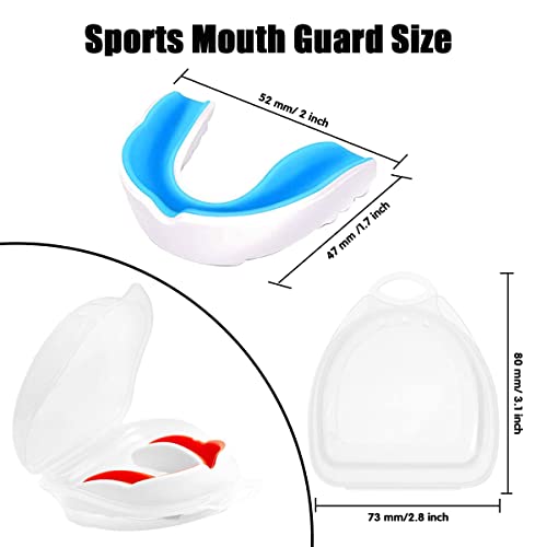 Sports Mouth Guard for Kids and Youth,2 Pcs Boys Girls Mouthguard with Case (BPA Free) for Boxing Football Hockey Karate Rugby - color: Blue and Red