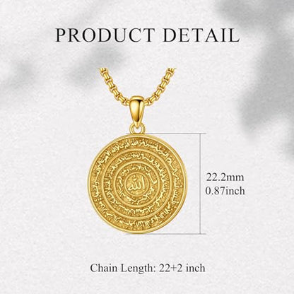 PELOVNY Allah Necklace for Men Women 925 Sterling Silver Islam Allah Pendant Chain Islamic Muslim Religious Jewelry Gifts - color: Allah-02-Golden