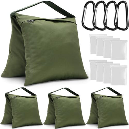 4 Packs Green Sandbag Weight Bags for Light Photography Video Equipment | Heavy Duty Saddlebags for Backdrop Stand, Photo Tripod, Canopy, Pop up Tent, Umbrella Base, Fishing Chair, Picnic Table - color: Green
