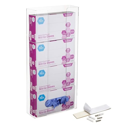 AdirMed VivaEssentials Quad Glove Box Holder, Wall Mount or Free Standing Clear Acrylic Glove Holder - color: Clear, style: Four Box Capacity