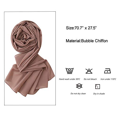 Yeieeo Chiffon Head Wraps for Women - Solid Color Fashion Bubble Chiffon Scarf Hijab - color: Antique Pink