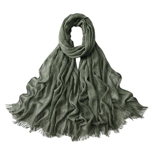 Crinkle Cotton Hijab, Soft Light and Breathable Hijab Scarf For Women, Suitable for All Seasons - color: Pale Green