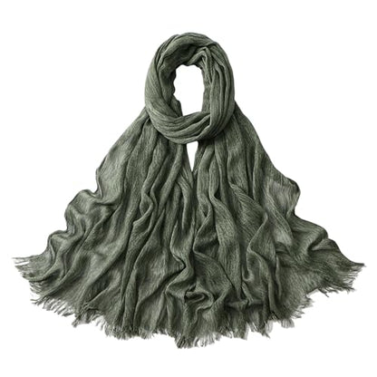 Crinkle Cotton Hijab, Soft Light and Breathable Hijab Scarf For Women, Suitable for All Seasons - color: Pale Green