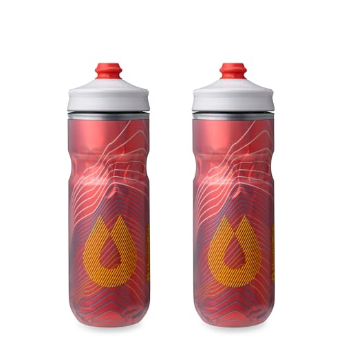 HydraPak | Polar Bottle - Polar Surge Insulated Bike Water Bottle 2-Pack - High Flow, Cycling & Sports Squeeze Bottle (Ascent Red, 600ml / 20oz) - color: Ascent Red, style: 20oz/600ml