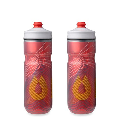 HydraPak | Polar Bottle - Polar Surge Insulated Bike Water Bottle 2-Pack - High Flow, Cycling & Sports Squeeze Bottle (Ascent Red, 600ml / 20oz) - color: Ascent Red, style: 20oz/600ml