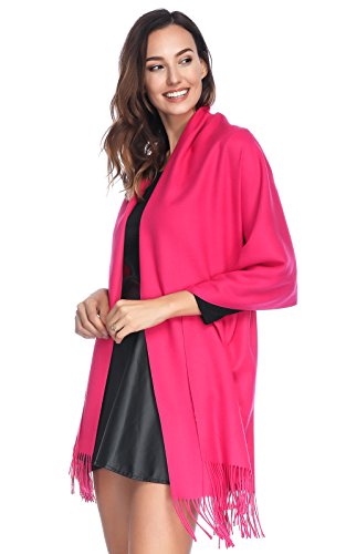 Pashmina Shawl Wraps Scarves Evening Dresses Wedding Bridesmaid for Women - color: Rose