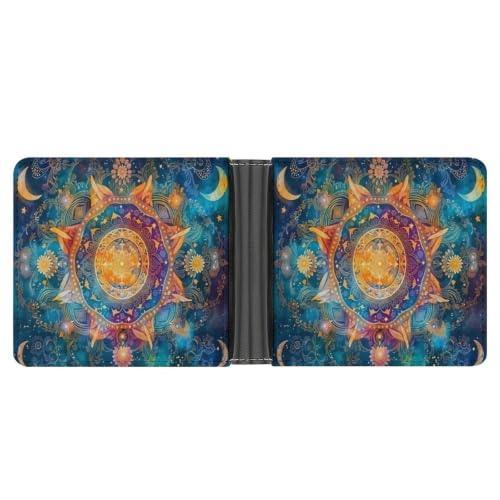 Mysterious Mandala Bifold Wallet 4.6x3.7 Inch,Slim Compact Folding Wallet with Card Slots And Cash Pocket Lightweight Wallet for Everyday Carry Travel Business - color: Mysterious Mandala