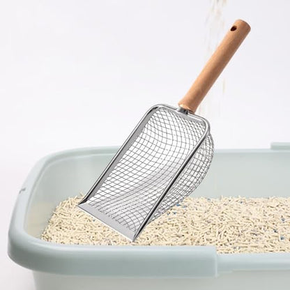 Cats Litter Pets Sifter Spade Portable Kitty Spade Kitten Aquarium Deep Spade with Handle Litter Box Scooper, mesh 5x5mm
