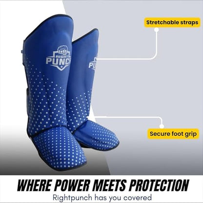 PU Leather Shin Guards for Kickboxing, MMA, Muay Thai Training, Protective Shin Pads - color: Blue\Silver, size: X-Small
