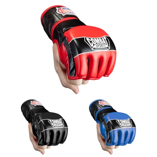 Combat Sports Traditional MMA Fight Gloves - color: Black / Red, size: Large
